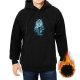 Black Hoodie With Blue Fantasy Warrior And Beast Graphic Print