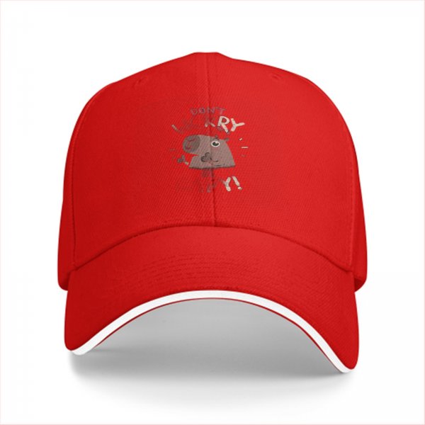 Black Baseball Cap With Don't Worry Be Happy Capybara Print
