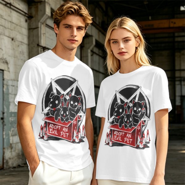 Adopt An Evil Pet T-Shirt With Pentagram And Spooky Animal Art