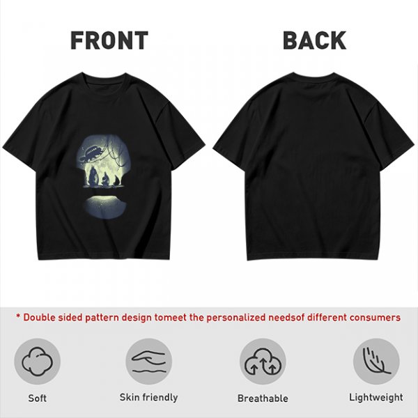 Olive T-Shirt With Skull Silhouette Print Featuring Forest Spirits
