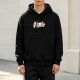 Black hoodie with a relaxed lying unicorn graphic print