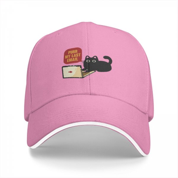 Black Baseball Cap With Funny Cat Purr My Last Email Laptop Print