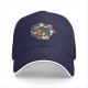 Black baseball cap with playful cats in a Rubik's cube graphic