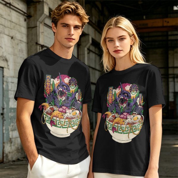 Anime Mecha Robot Ramen Bowl Graphic T-Shirt