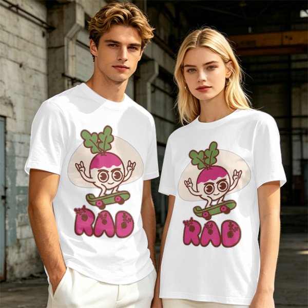 Olive T-Shirt With Rad Skating Radish Cartoon Graphic