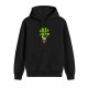 Black hoodie with cute ladybug holding four-leaf clover graphic