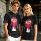 Olive Green T-Shirt With Creepy Cartoon Girl Print