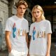 Olive T-Shirt With Blue Monster And Ghost Graphic Print