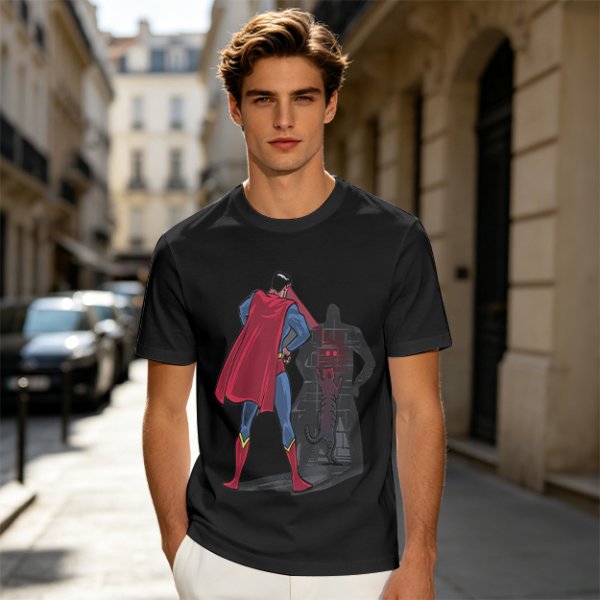 Olive T-shirt with Superman Laser Eyes Art Print