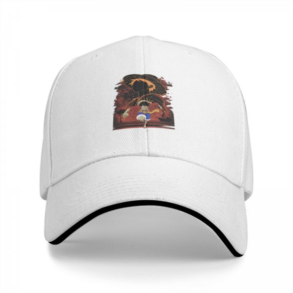 Black Baseball Cap with One Piece Luffy Straw Hat Anime Print