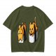Olive T-shirt with cute sushi cat graphic print