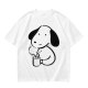 Olive Green T-Shirt With Cartoon Dog Holding Hot Drink Graphic