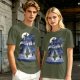 Olive T-Shirt With Magical Fantasy Creature Silhouette Art Print