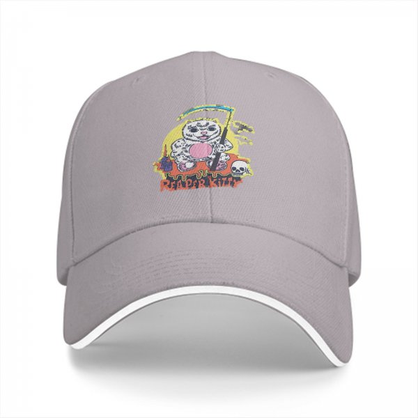 Black baseball cap with Reaper Kitty grim reaper cat graphic print