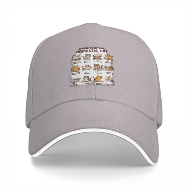 Black Baseball Cap With Domestic Cat Behavior Illustrations