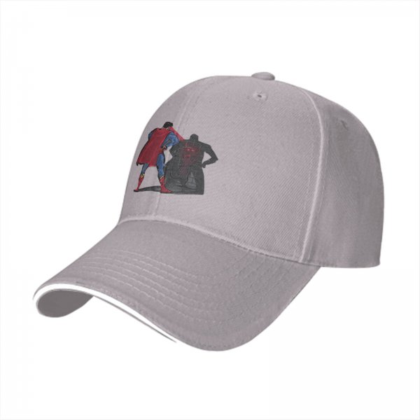 Black baseball cap with Superman and Batman shadow graphic
