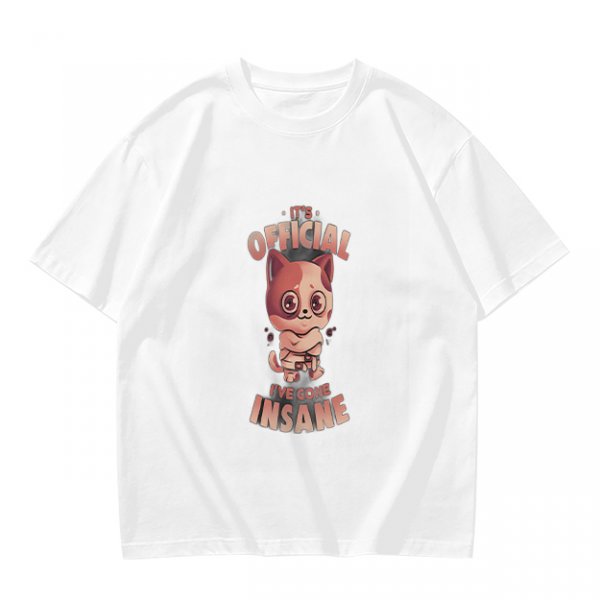 Olive Graphic T-Shirt With Insane Cat Illustration And Text