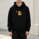 Black Hoodie With Cartoon Cat Holding Baseball Bat Graphic