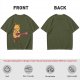 Olive T-shirt with Cute Orange Cat Playing Guitar Graphic