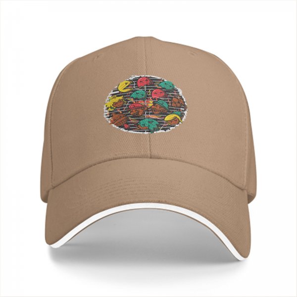 Black baseball cap with retro video game character grill print