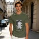 Oversized Army Green T-Shirt with Overthinking World Champion Brain Graphic