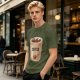 Olive Green T-Shirt With Coffee Cup Graphic Print