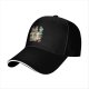 Black Baseball Cap With Halloween Themed Cat Character Print