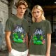 Olive Green T-Shirt with Totoro Nature Landscape Graphic Print