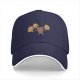 Black baseball cap with dancing pineapple and coffee cup characters