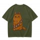 Olive green t-shirt with a grumpy cat in a Chewbacca-style bandolier print