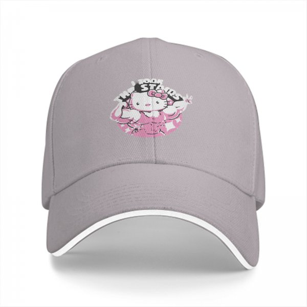 Black baseball cap with muscular Hello Kitty graphic and I Took The Stairs text