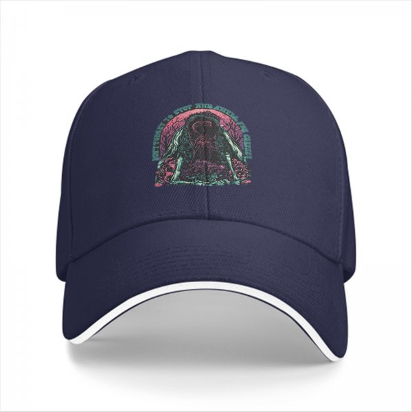 Black Baseball Cap with Dark Psychedelic Monster Graphic Print
