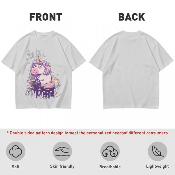 Anxious Magical Unicorn Graphic Olive T-Shirt