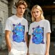Olive T-Shirt With Cheshire Cat And Crow Graphic Print