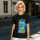 Olive T-Shirt With Blue Maneki-Neko Monster Graphic Print