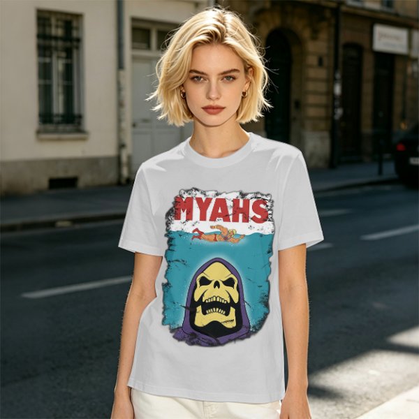 Olive Graphic T-Shirt with Skeletor Jaws Parody Art