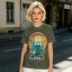 Olive Green T-Shirt With Fantasy Hero Silhouette Landscape Art