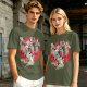 Olive T-shirt with Ghostbusters parody female character graphic print