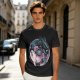 Olive T-Shirt with Yin Yang Dragon Floral Sun Moon Art