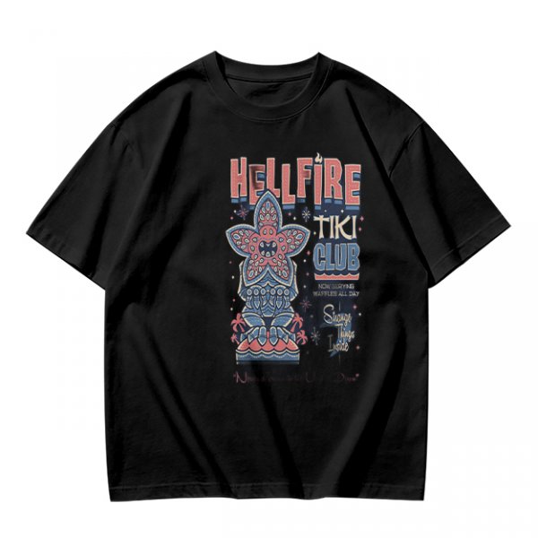 Olive T-Shirt with Hellfire Tiki Club Tiki Totem Graphic Print