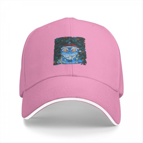 Black Baseball Cap With Christmas Cheshire Cat Print
