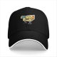 Black Baseball Cap With Cartoon Cheese Taking Selfie Peace Sign