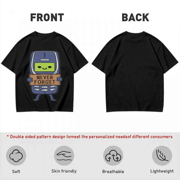 Olive T-Shirt Featuring a Retro Mobile Phone Holding a Never Forget Sign