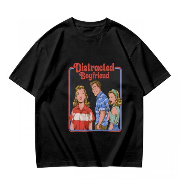 Olive T-Shirt with Distracted Boyfriend Meme Graphic Print
