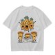 Olive T-Shirt With Angry Pineapple And Pizza Slice Cartoon Print