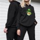 Black Hoodie With Cute Alien Eating Ramen Graphic