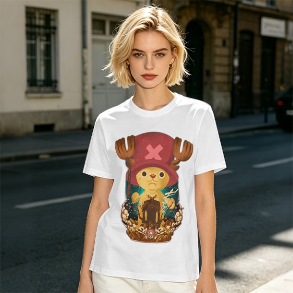 Olive T-shirt with Tony Tony Chopper Graphic Print