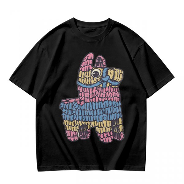 Olive T-Shirt With Colorful Donkey Pinata Graphic Print