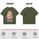 Olive t-shirt with capybara drinking coffee graphic
