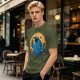 Olive T-Shirt Featuring Giant Cookie Monster Holding Cookie Against Moon